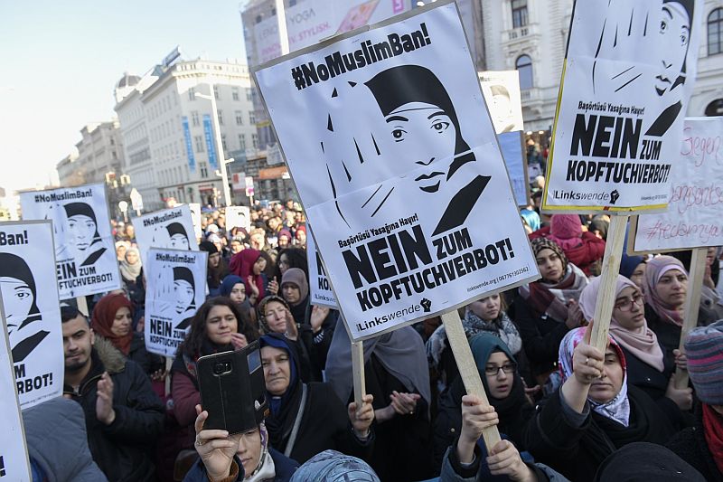 Demonstrace ve Vídni.