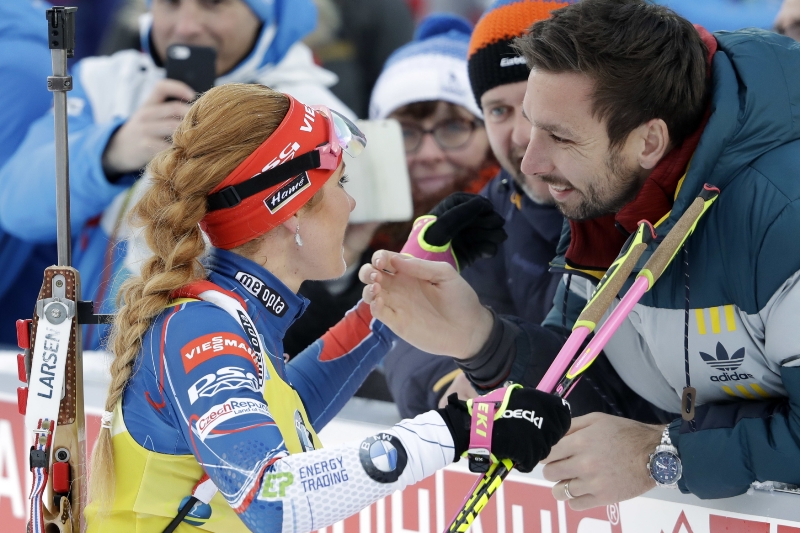 Gabriela Koukalová se svým manželem Petrem Koukalem.