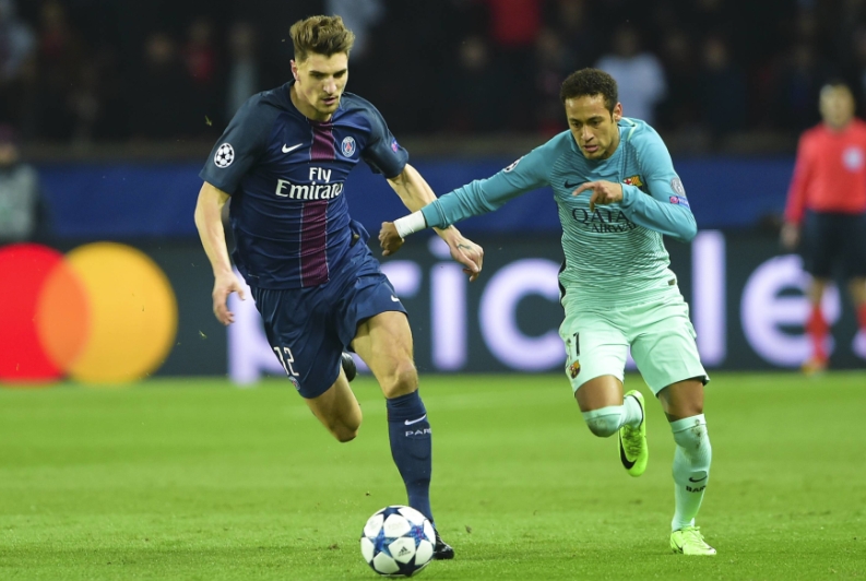 PSG v zápase s Barcelonou. PSG v zápase s Barcelonou.