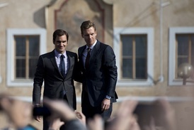 Roger Federer (vlevo) a Tomáš Berdych.