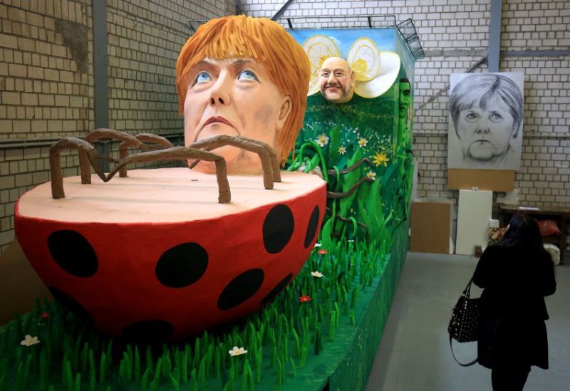 Německá kancléřka Angela Merkelová jako bezmocná beruška.