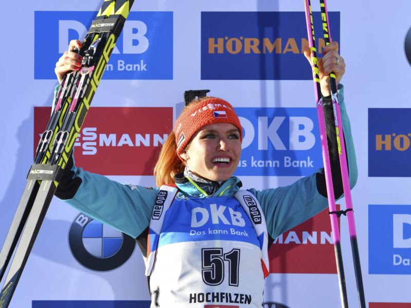 Gabriela Koukalová na biatlonovém MS v rakouském Hochfilzenu. 