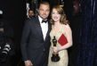 Leonardo DiCaprio a Emma Stone (nejlepší herečka ve filmu La La Land) pózovali v zákulisí.
