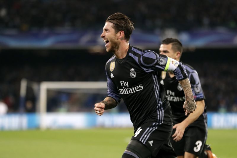 Sergio Ramos slaví jeden ze svých dvou gólů.