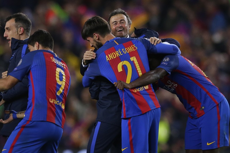 Trenér fotbalistů Barcelony Luis Enrique. Trenér fotbalistů Barcelony Luis Enrique.