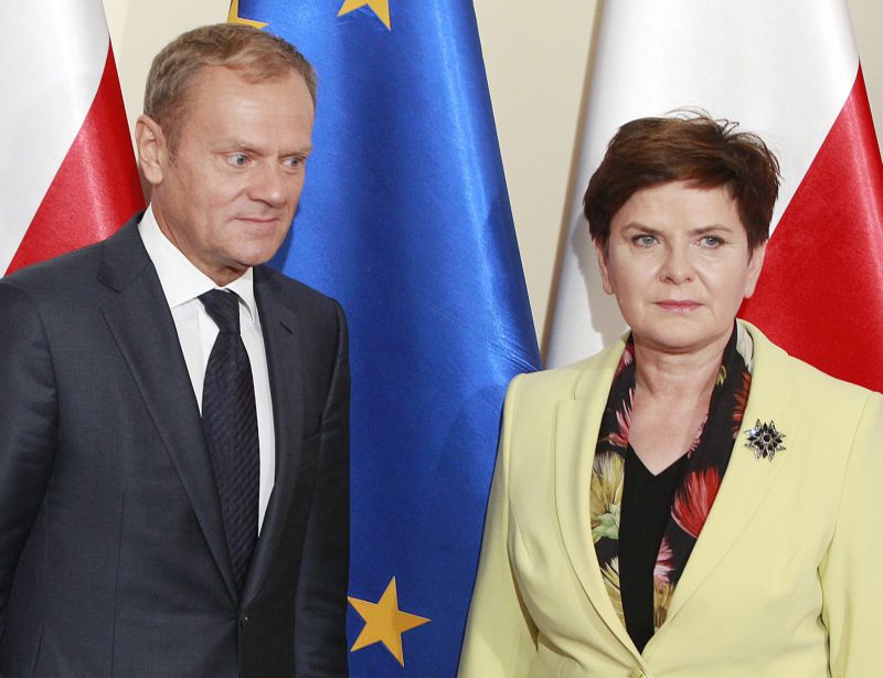 Donald Tusk a polská premiérka Beata Szydlová.