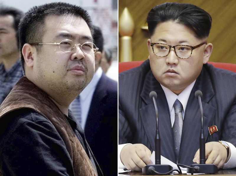 Severokorejský diktátor Kim Čong-un (vpravo) a jeho zesnulý bratr Kim Čong-nam (vlevo).
