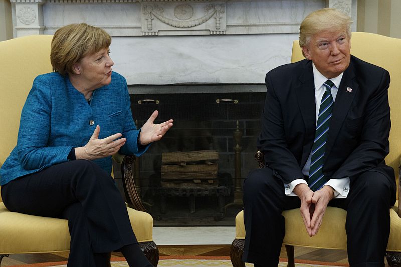 Německá kancléřka Angela Merkelová a prezident USA Donald Trump.