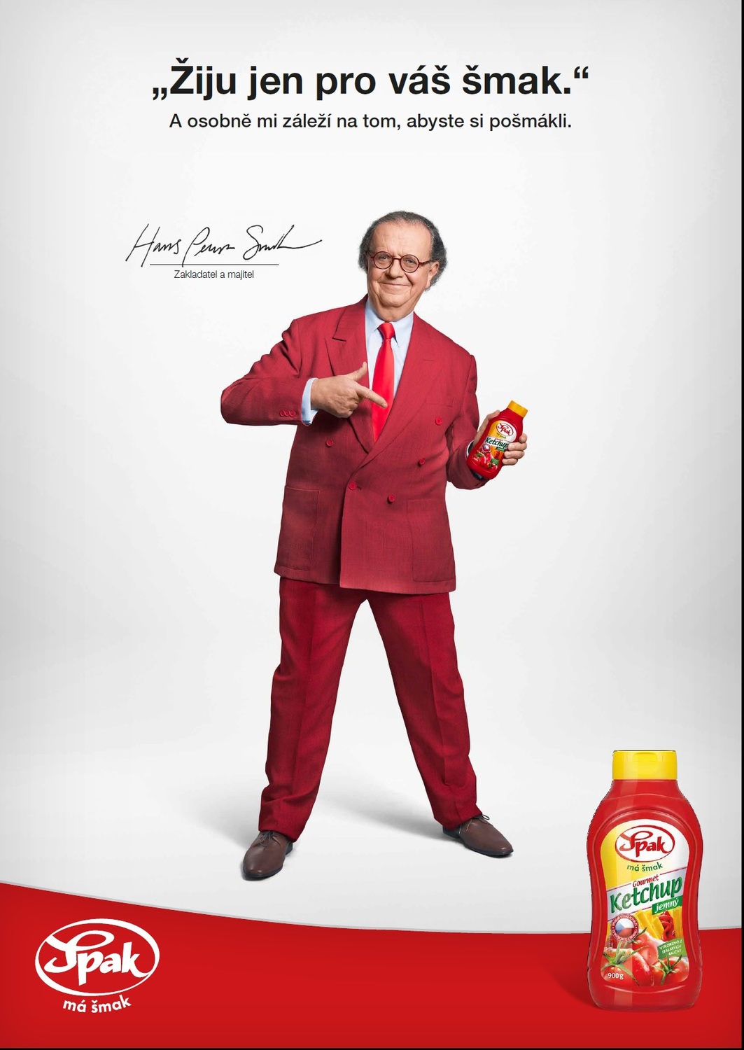  Hans Peter Spak v reklamě na svůj kečup.