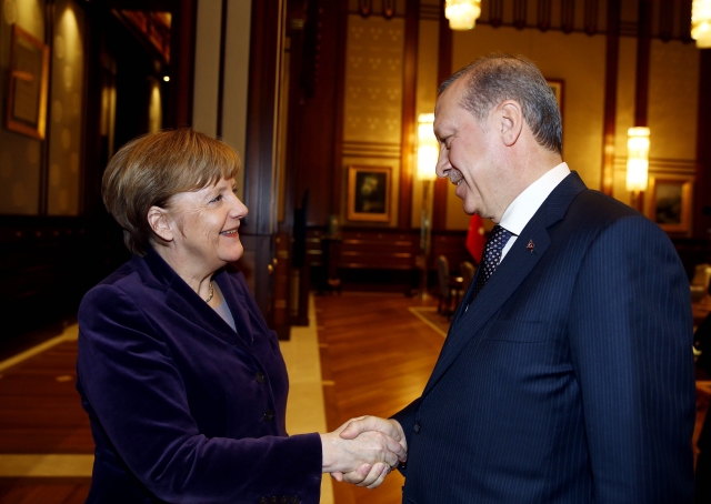 Německá kancléřka Angela Merkelová a turecký prezident Recep Tayyip Erdogan.