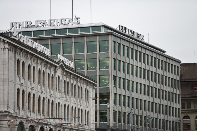 Sídlo banky BNP Paribas ve švýcarské Ženevě.