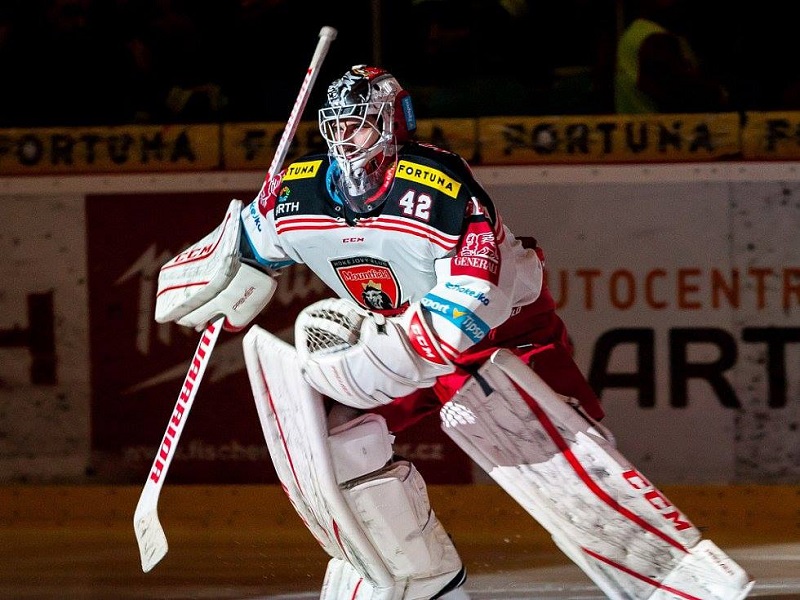 brankář Hradce Králové Patrik Rybár.