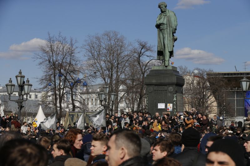 Víkendové demonstrace v Moskvě.