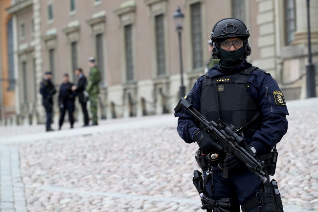 Policie ve Stockholmu.