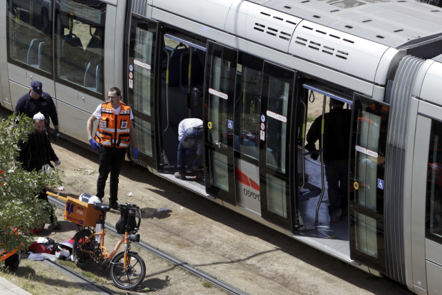 Tramvaj, ve které došlo k napadení cestujících.
