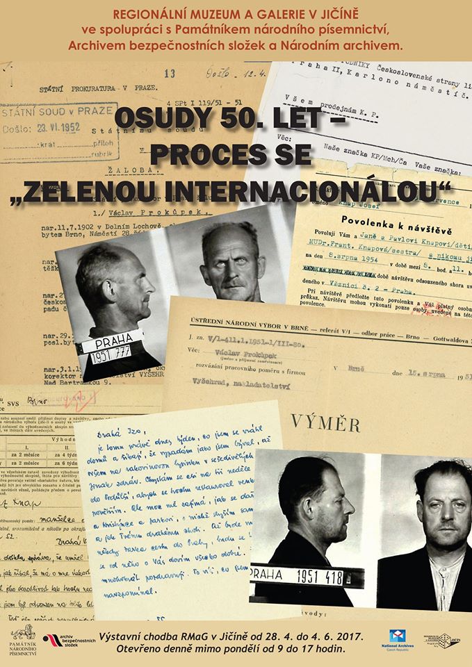 Výstava nazvaná Osudy 50. let - Proces se Zelenou internacionálou, bude otevřená do 4. června. Výstava nazvaná Osudy 50. let - Proces se Zelenou internacionálou, bude otevřená do 4. června.