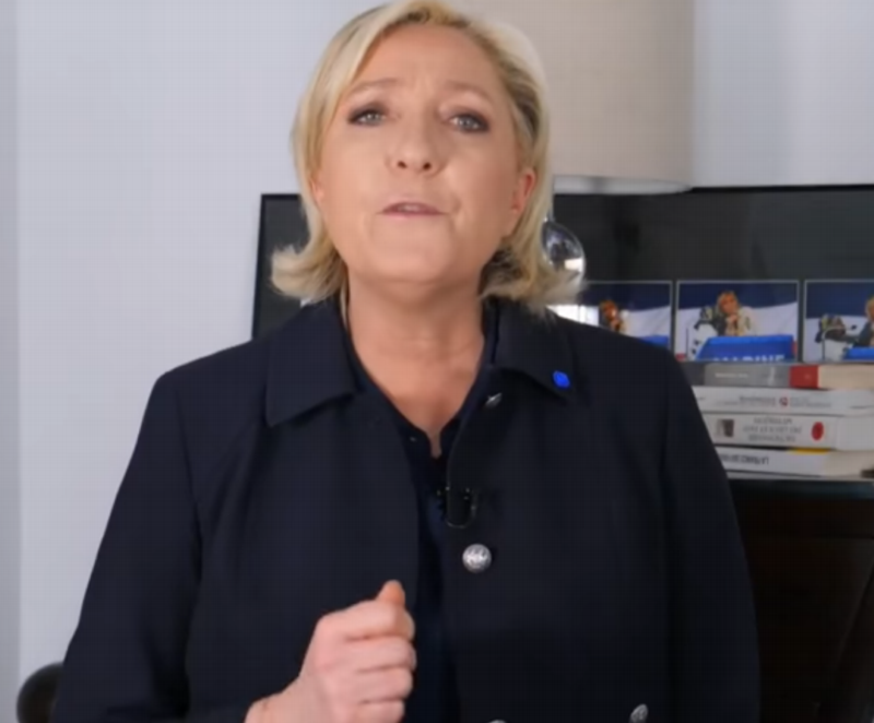 Marine Le Penová v její "video" výzvě.