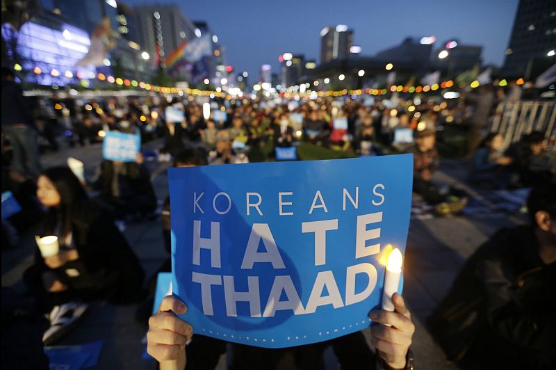 Demonstrace v jihokorejském městě Songdžu.