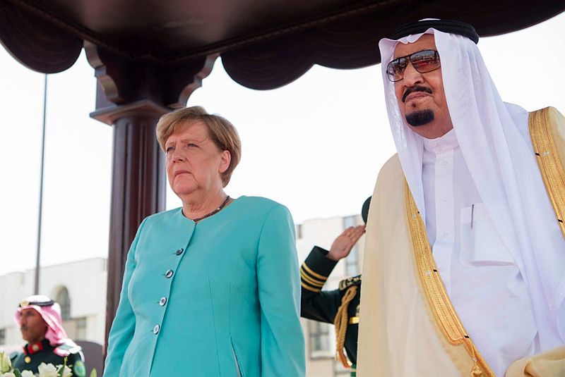 Německá kancléřka Angela Merkelová a saudský král Salmán. Německá kancléřka Angela Merkelová a saudský král Salmán.