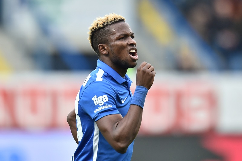 Nigerijský útočník Liberce Ubong Ekpai. Nigerijský útočník Liberce Ubong Ekpai.