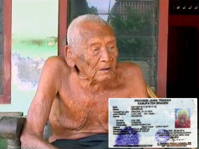 Nejstarší Indonésan Mbah Ghoto.