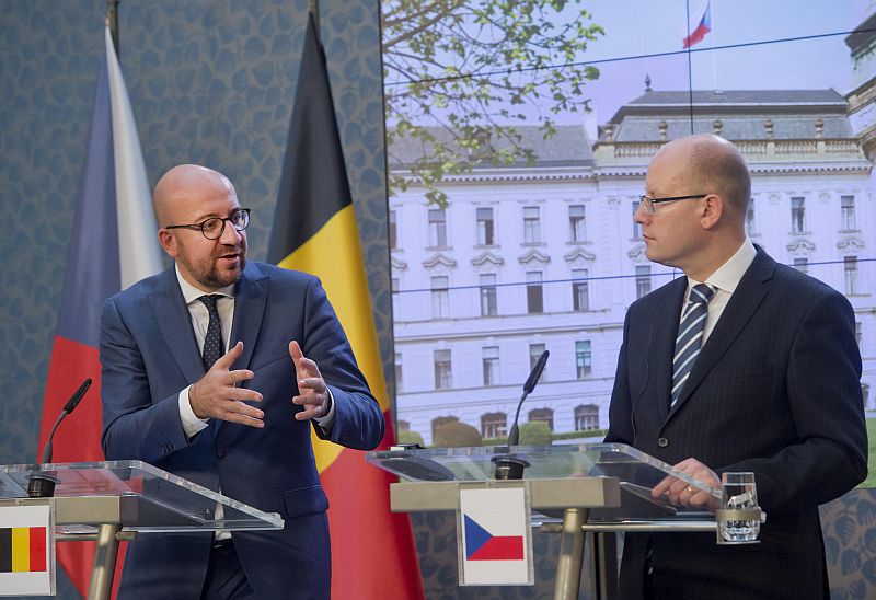 Premiér Bohuslav Sobotka v Praze jednal se svým belgickým protějškem Charlesem Michelem.