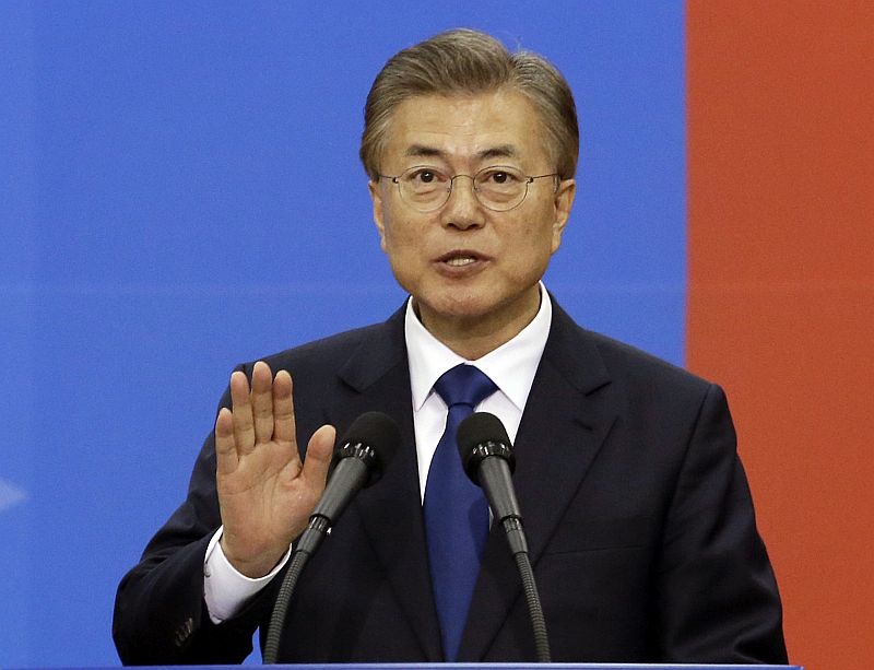 Jihokorejský prezident Mun Če-in. Jihokorejský prezident Mun Če-in.