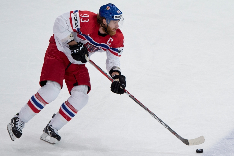 Kapitán české reprezentace měl v publiku i přítelkyni Nikol s půlročním synem Jakem.