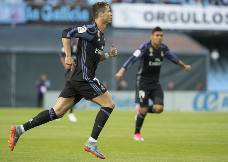 Cristiano Ronaldo slaví výhru nad Celto Vigou.