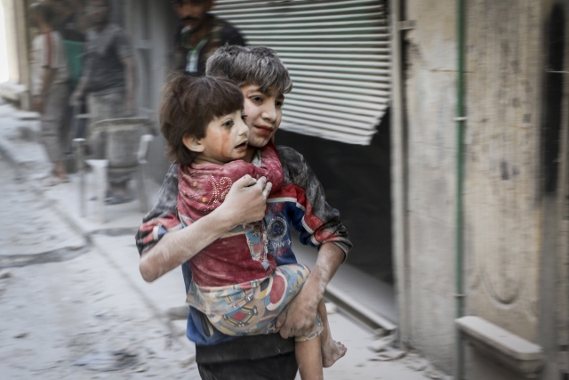 Důsledky války v syrském městě Aleppo.