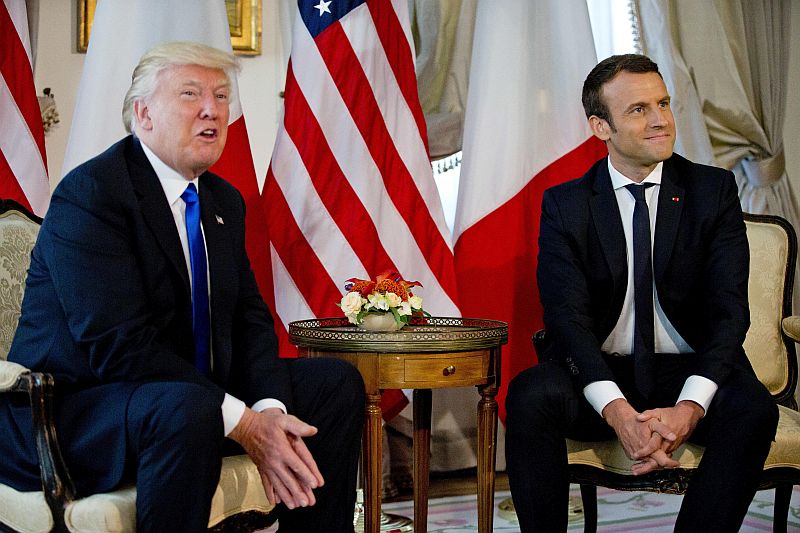 Americký prezident Donald Trump a francouzský prezident Emmanuel Macron.