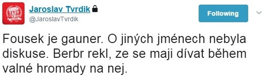 Tvrdík si na Twitteru nebral servítky.