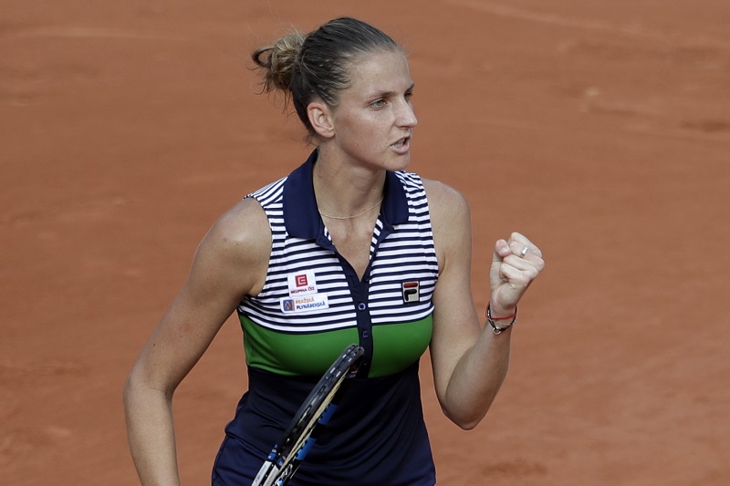 Karolína Plíšková v zápase prvního kola French Open.