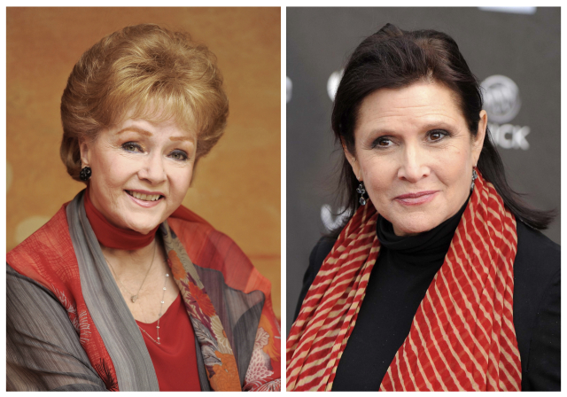 Herečky Debbie Reynoldsová a Carrie Fisherová. 