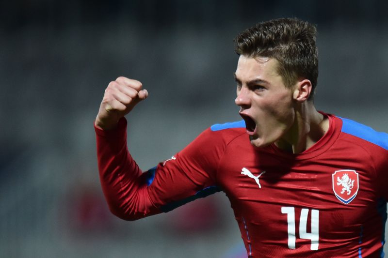 Patrik Schick slaví v dresu české reprezentace. Patrik Schick slaví v dresu české reprezentace.