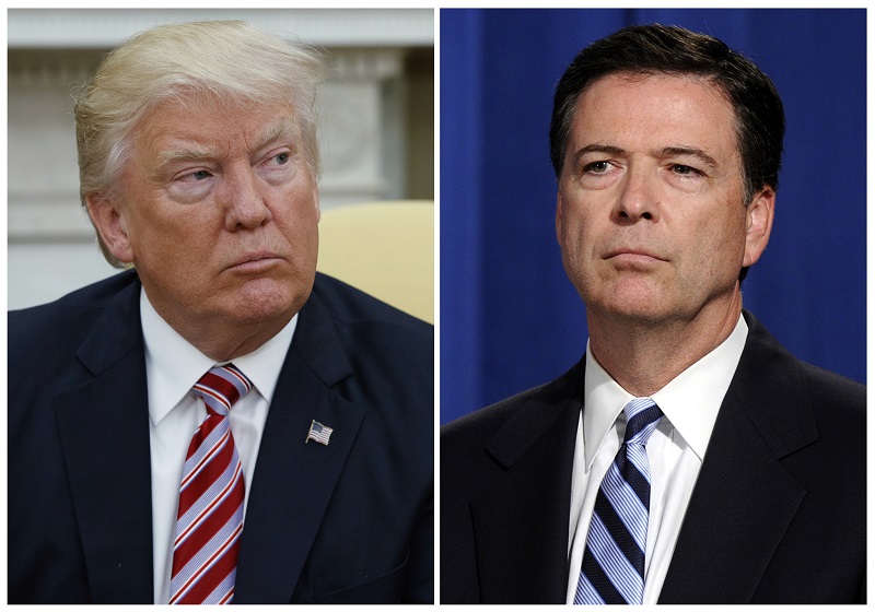 Vlevo americký prezident Donald Trump, vpravo bývalý ředitel FBI James Comey. Vlevo americký prezident Donald Trump, vpravo bývalý ředitel FBI James Comey.