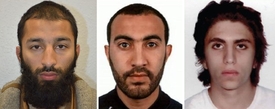 Útočníci, zleva: Khuram Shazad Butt, Rašíd Radván a Youssef Zaghba.