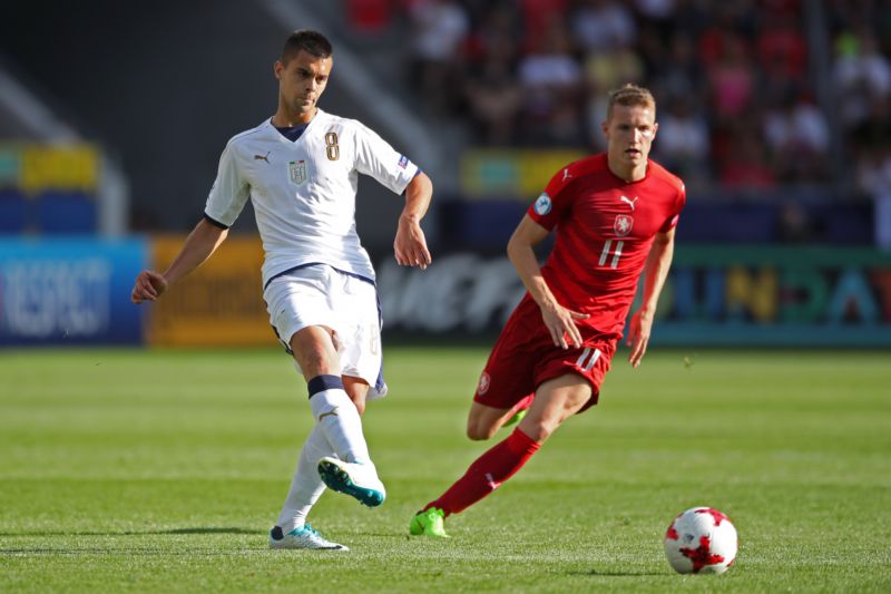 Fotbalová reprezentace U21 v zápase proti Itálii. 