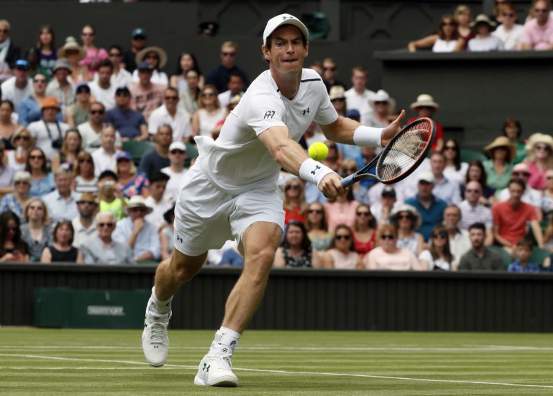 Britský šampion Andy Murray na londýnské trávě. Britský šampion Andy Murray na londýnské trávě.