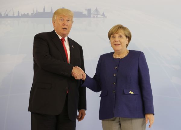 Německá kancléřka Angela Merkelová a prezident USA Donald Trump.