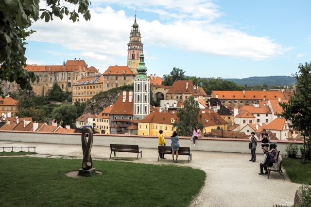 Jihočeské historické město Český Krumlov na řece Vltavě.