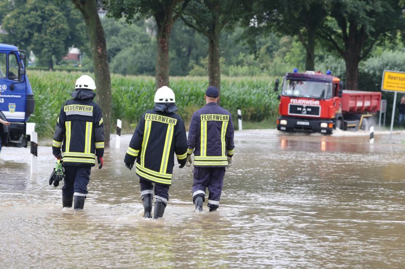 Záplavy, Hildesheim, Německo.