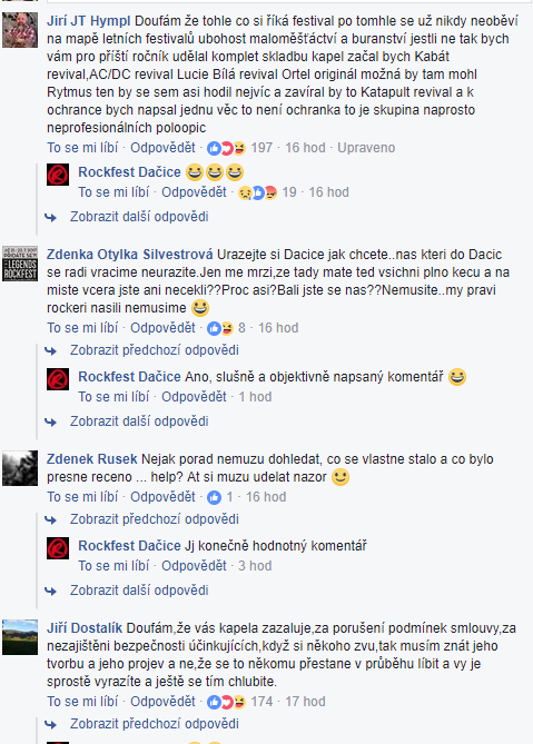 Na Facebooku Rockfestu Dačice se rozjela horlivá diskuze.