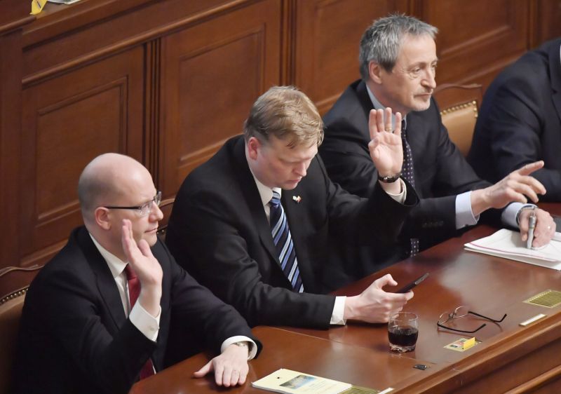 Bohuslav Sobotka, Pavel Bělobrádek a Martin Stropnický.