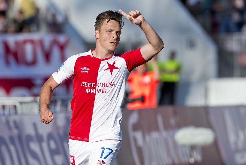 Fotbalový útočník Stanislav Tecl v dresu Slavie (ilustrační foto).
