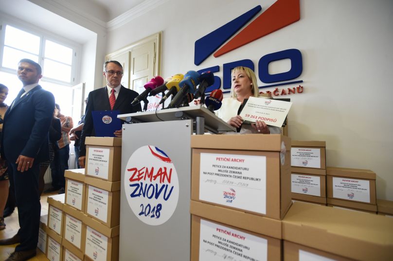 Ivana Zemanová na tiskové konferenci.