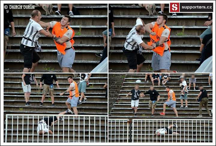 Zásah člena ochranky proti fanouškovi bude vyšetřovat policie.