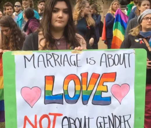 Lidé podporují homosexuální sňatky. Lidé podporují homosexuální sňatky.