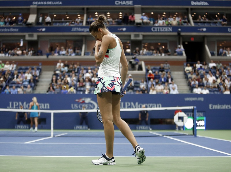 Zklamaná tenistka Karolína Plíšková po jejím vypadnutí ve čtvrtfinále US Open.