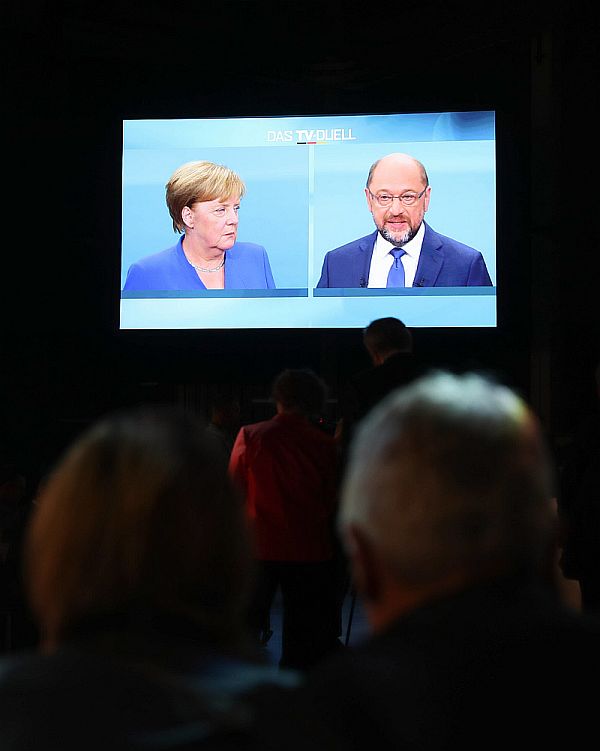 Debata Angely Merkelové (CDU) a Martina Schulze (SPD).